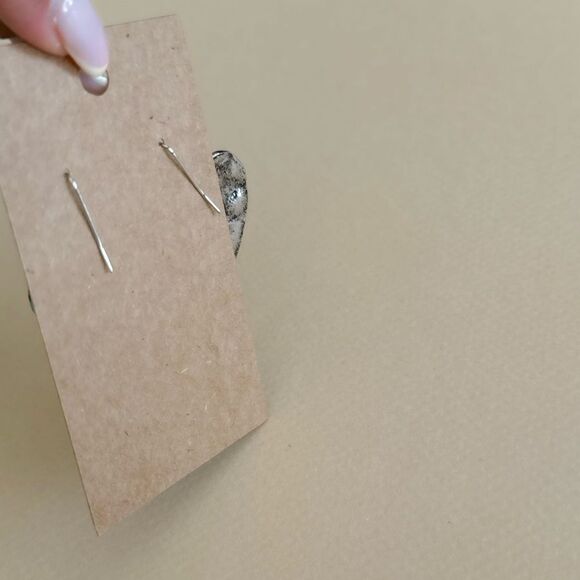 Silver Heart Dangle Earrings #1639 - Picture 3 of 3